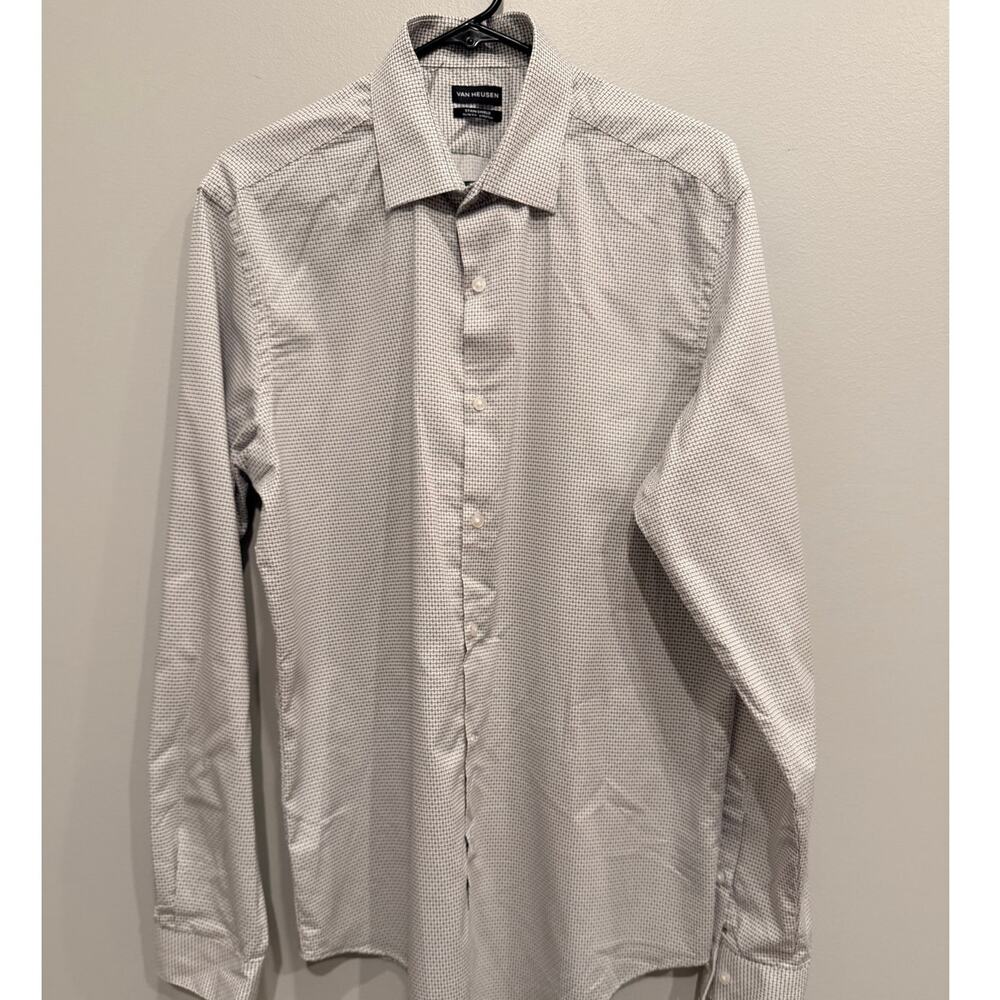 Van Heusen Men's Dress Shirt Size L 16-16.5 34/35 Slim Fit Stain Shield Stretch - Picture 4 of 9